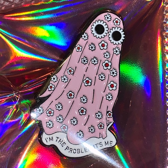 ANTI-HERO GHOST PIN βIβM THE PROBLEM, ITS MEβ FLORAL SUNGLASSES GHOST TAYLOR PIN - Picture 2 of 8